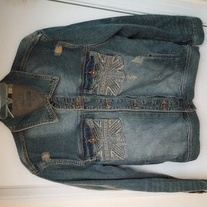 Agile Denim Distressed Men's Denim Jacket Size L
